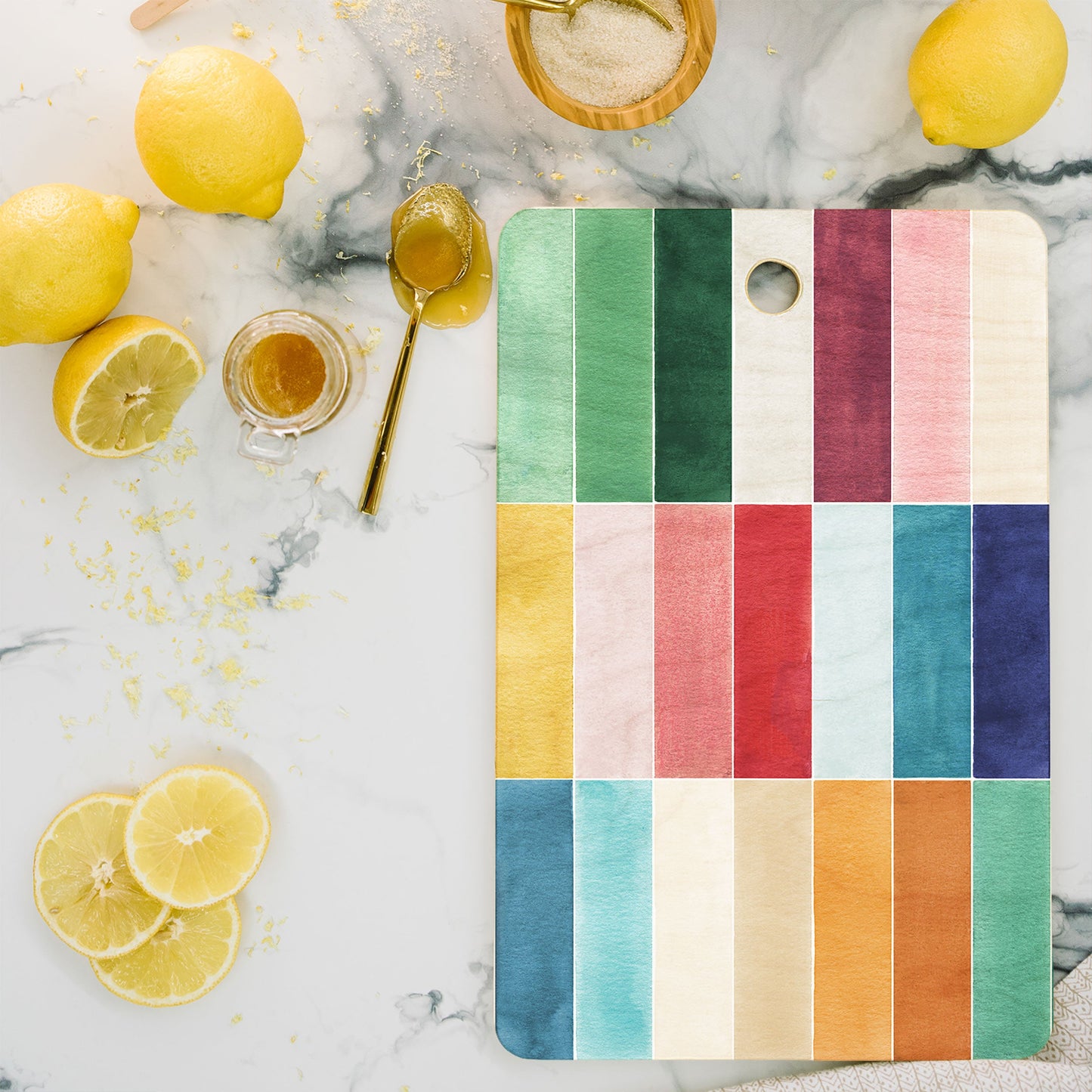 Ninola Design Modern Craft Rectangular Colorful Tiles Color Utopia Cutting Board Rectangle