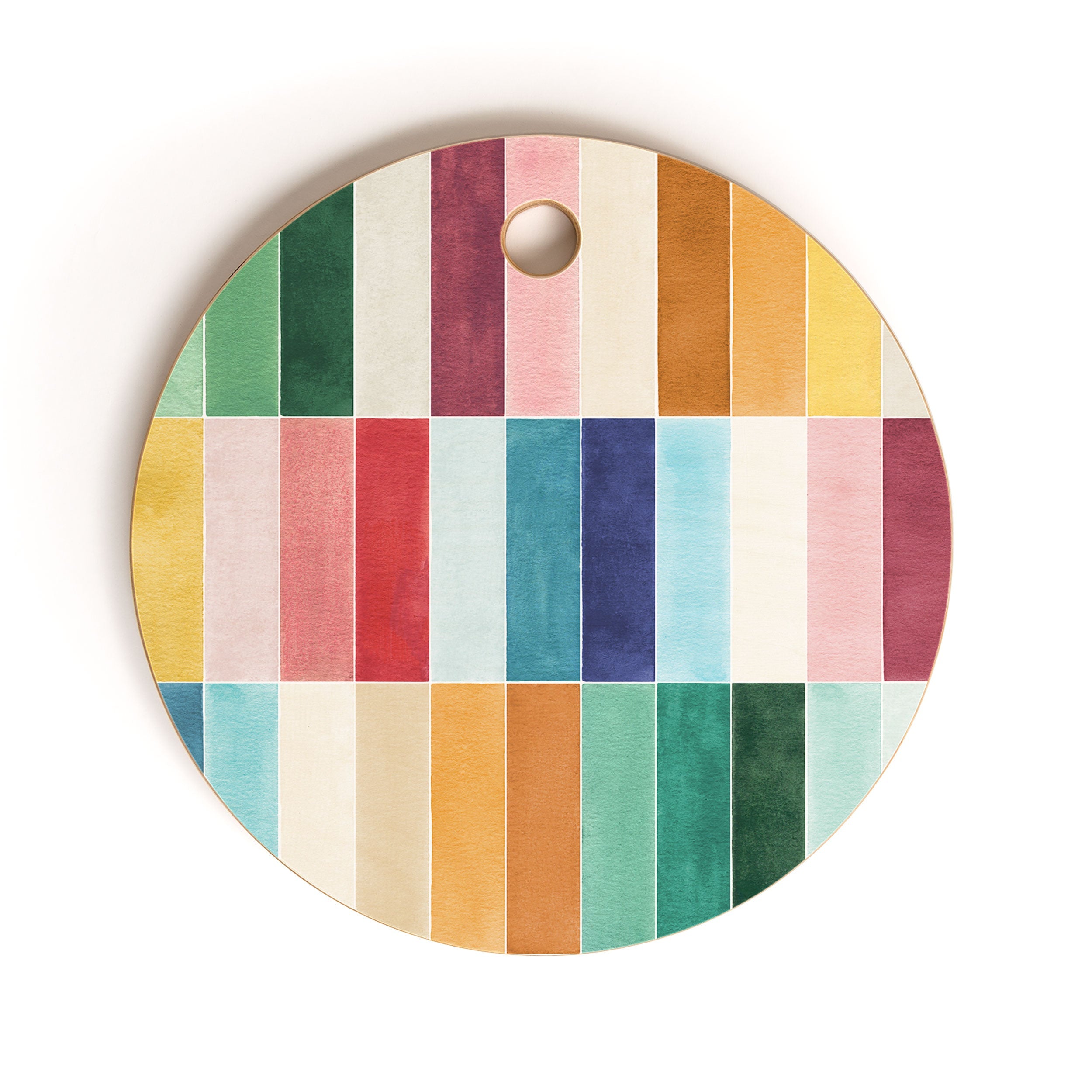 Ninola Design Modern Craft Rectangular Colorful Tiles Color Utopia Cutting Board Round