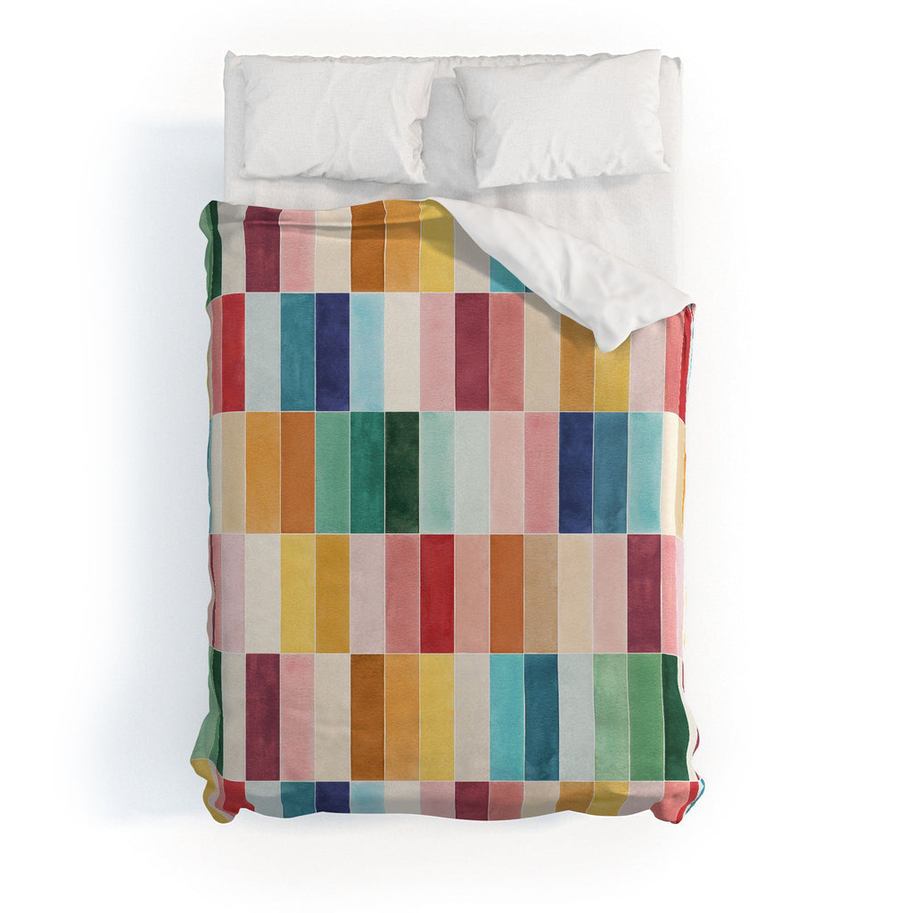 Ninola Design Modern Craft Rectangular Colorful Tiles Color Utopia Duvet Cover