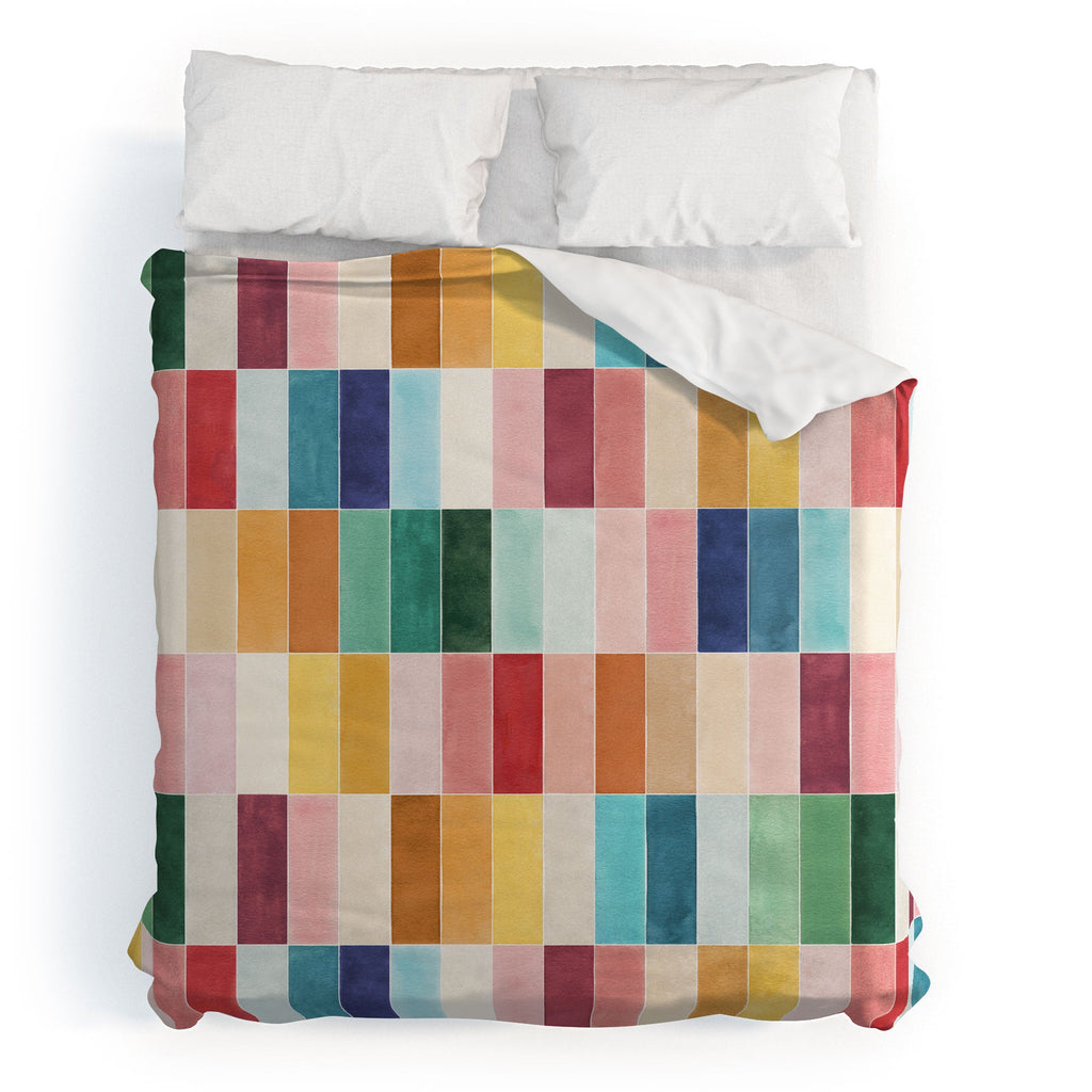 Ninola Design Modern Craft Rectangular Colorful Tiles Color Utopia Duvet Cover