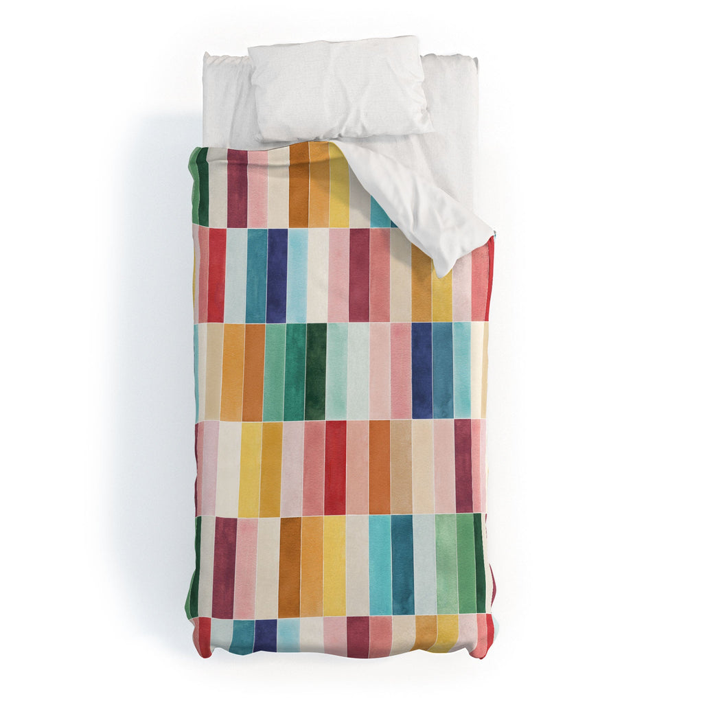 Ninola Design Modern Craft Rectangular Colorful Tiles Color Utopia Duvet Cover