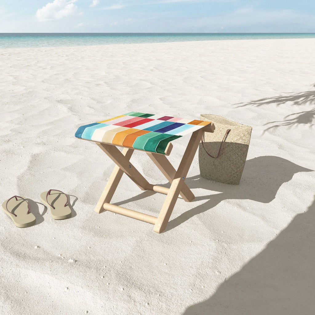 Ninola Design Modern Craft Rectangular Colorful Tiles Color Utopia Folding Stool