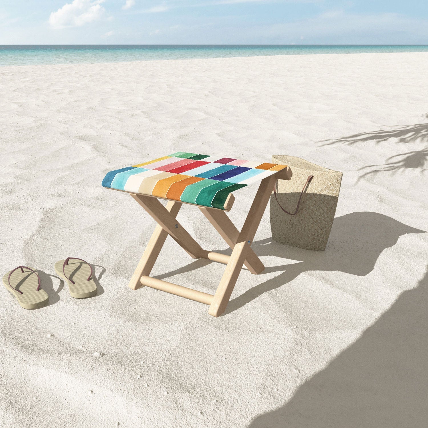 Ninola Design Modern Craft Rectangular Colorful Tiles Color Utopia Folding Stool