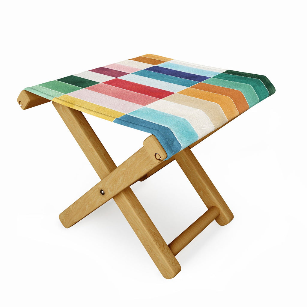 Ninola Design Modern Craft Rectangular Colorful Tiles Color Utopia Folding Stool