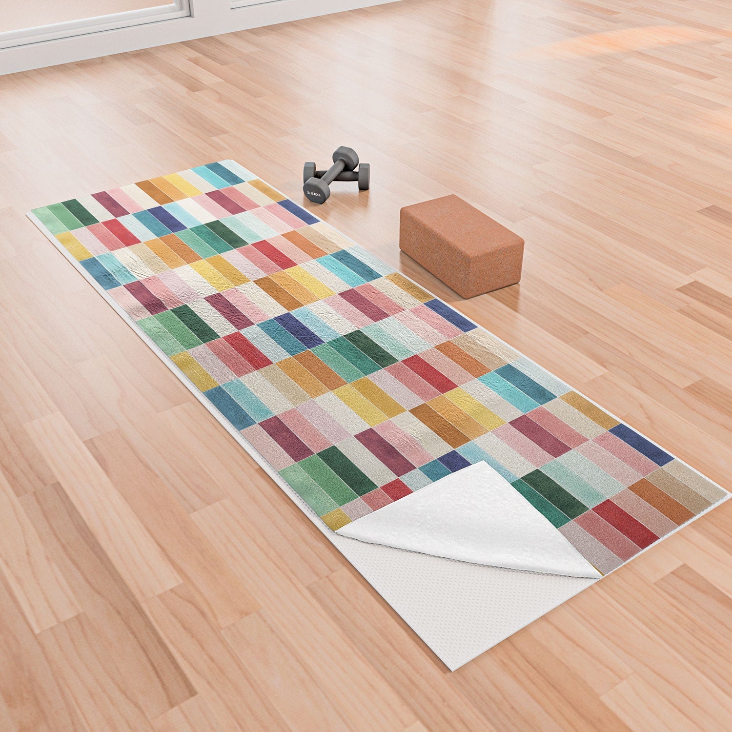 Ninola Design Modern Craft Rectangular Colorful Tiles Color Utopia Yoga Towel