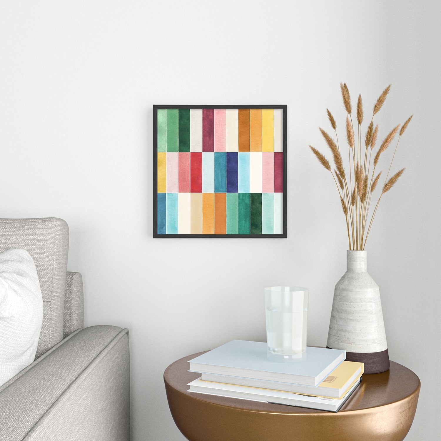 Ninola Design Modern Craft Rectangular Colorful Tiles Color Utopia Square Metal Framed Art Print