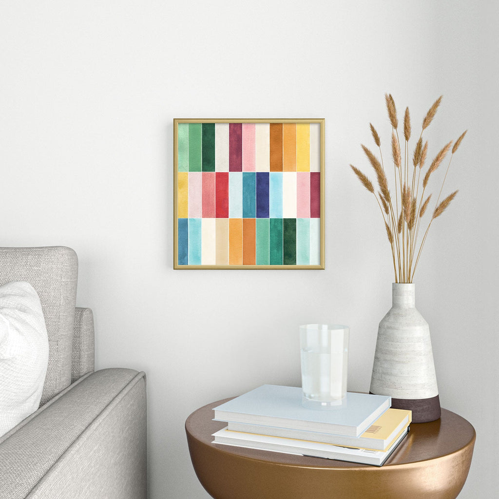 Ninola Design Modern Craft Rectangular Colorful Tiles Color Utopia Square Metal Framed Art Print