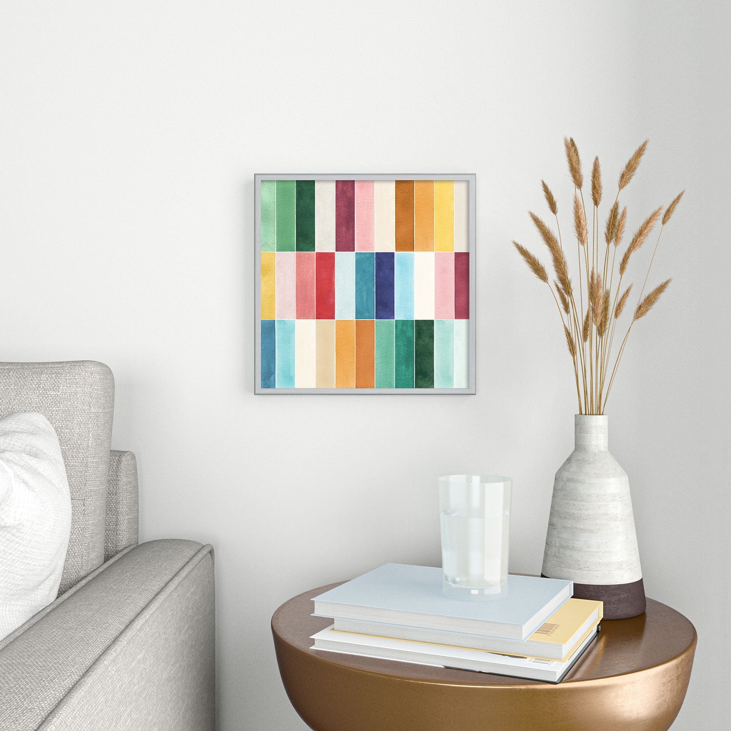 Ninola Design Modern Craft Rectangular Colorful Tiles Color Utopia Square Metal Framed Art Print