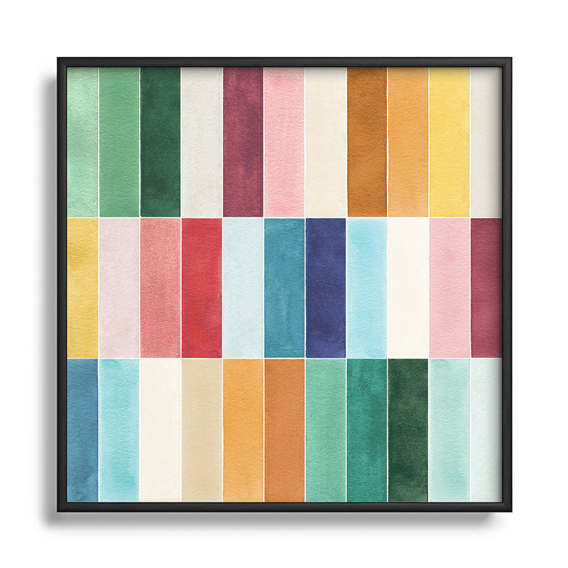 Ninola Design Modern Craft Rectangular Colorful Tiles Color Utopia Square Metal Framed Art Print
