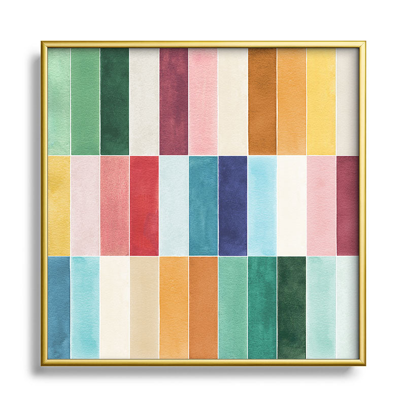 Ninola Design Modern Craft Rectangular Colorful Tiles Color Utopia Square Metal Framed Art Print