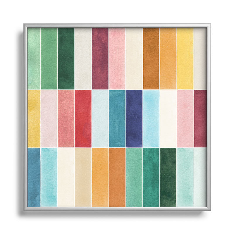 Ninola Design Modern Craft Rectangular Colorful Tiles Color Utopia Square Metal Framed Art Print