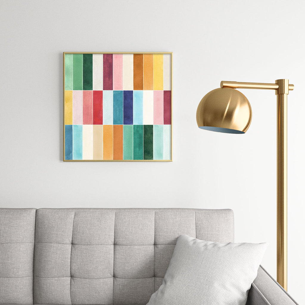 Ninola Design Modern Craft Rectangular Colorful Tiles Color Utopia Square Metal Framed Art Print