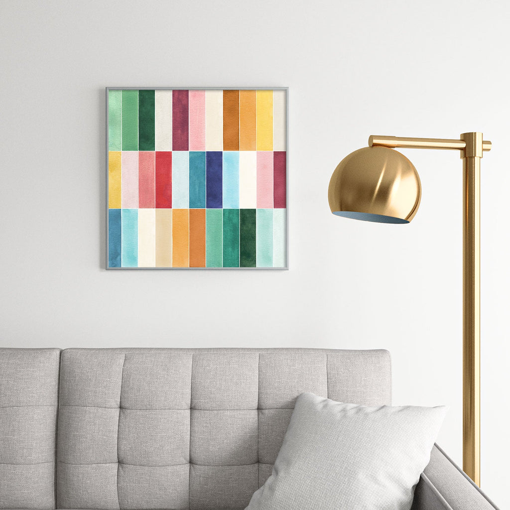 Ninola Design Modern Craft Rectangular Colorful Tiles Color Utopia Square Metal Framed Art Print