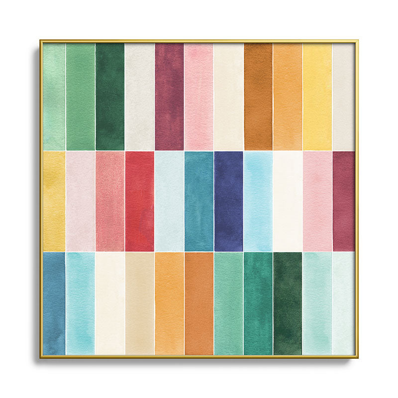 Ninola Design Modern Craft Rectangular Colorful Tiles Color Utopia Square Metal Framed Art Print
