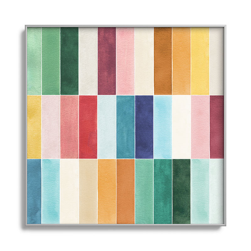 Ninola Design Modern Craft Rectangular Colorful Tiles Color Utopia Square Metal Framed Art Print