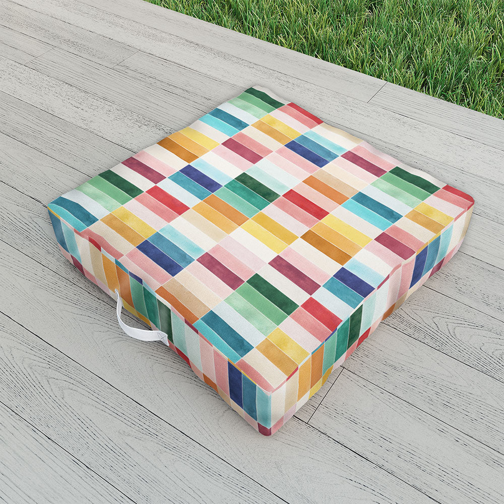 Ninola Design Modern Craft Rectangular Colorful Tiles Color Utopia Outdoor Floor Cushion