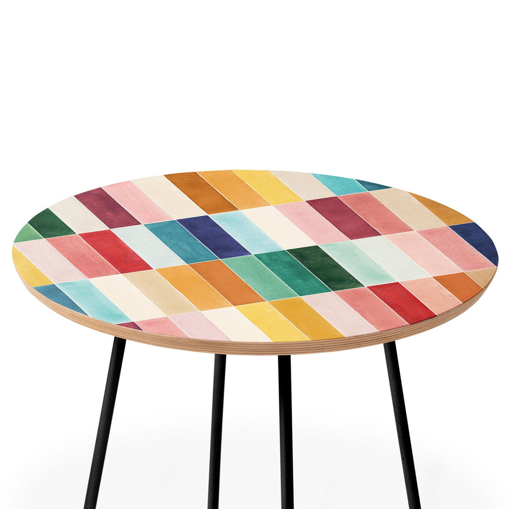 Ninola Design Modern Craft Rectangular Colorful Tiles Color Utopia Round Side Table