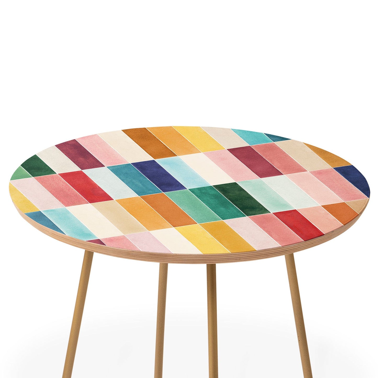 Ninola Design Modern Craft Rectangular Colorful Tiles Color Utopia Round Side Table