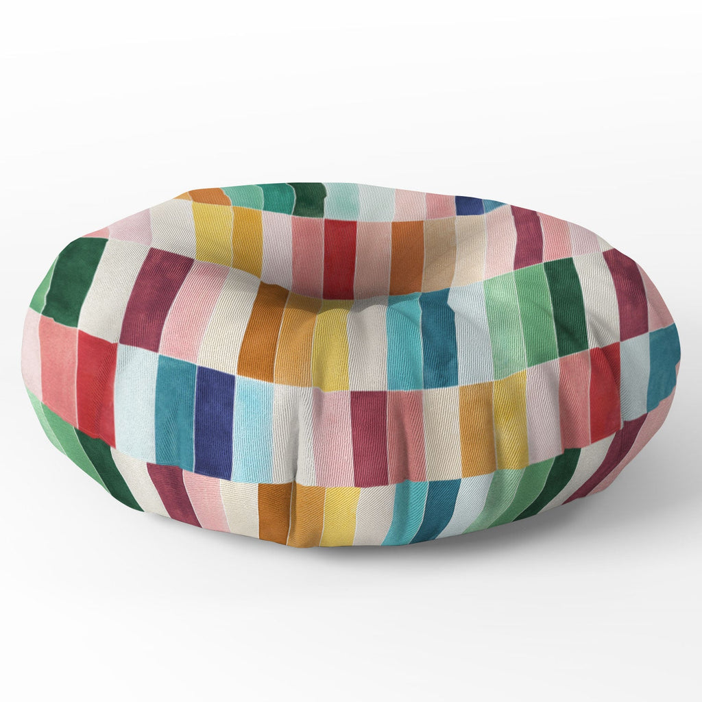 Ninola Design Modern Craft Rectangular Colorful Tiles Color Utopia Floor Pillow Round