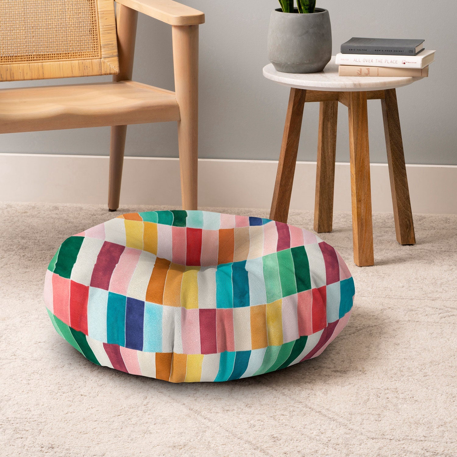 Ninola Design Modern Craft Rectangular Colorful Tiles Color Utopia Floor Pillow Round