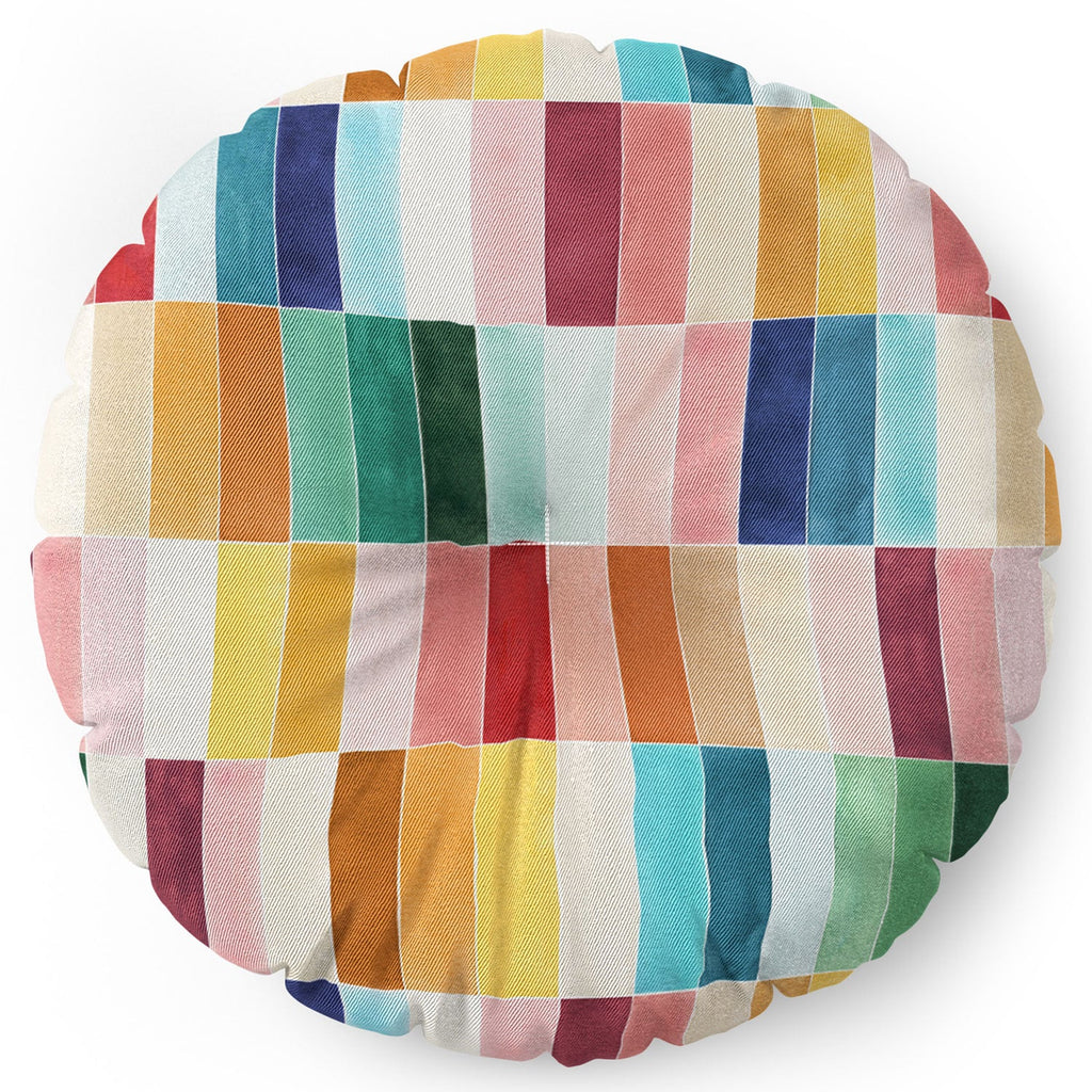 Ninola Design Modern Craft Rectangular Colorful Tiles Color Utopia Floor Pillow Round