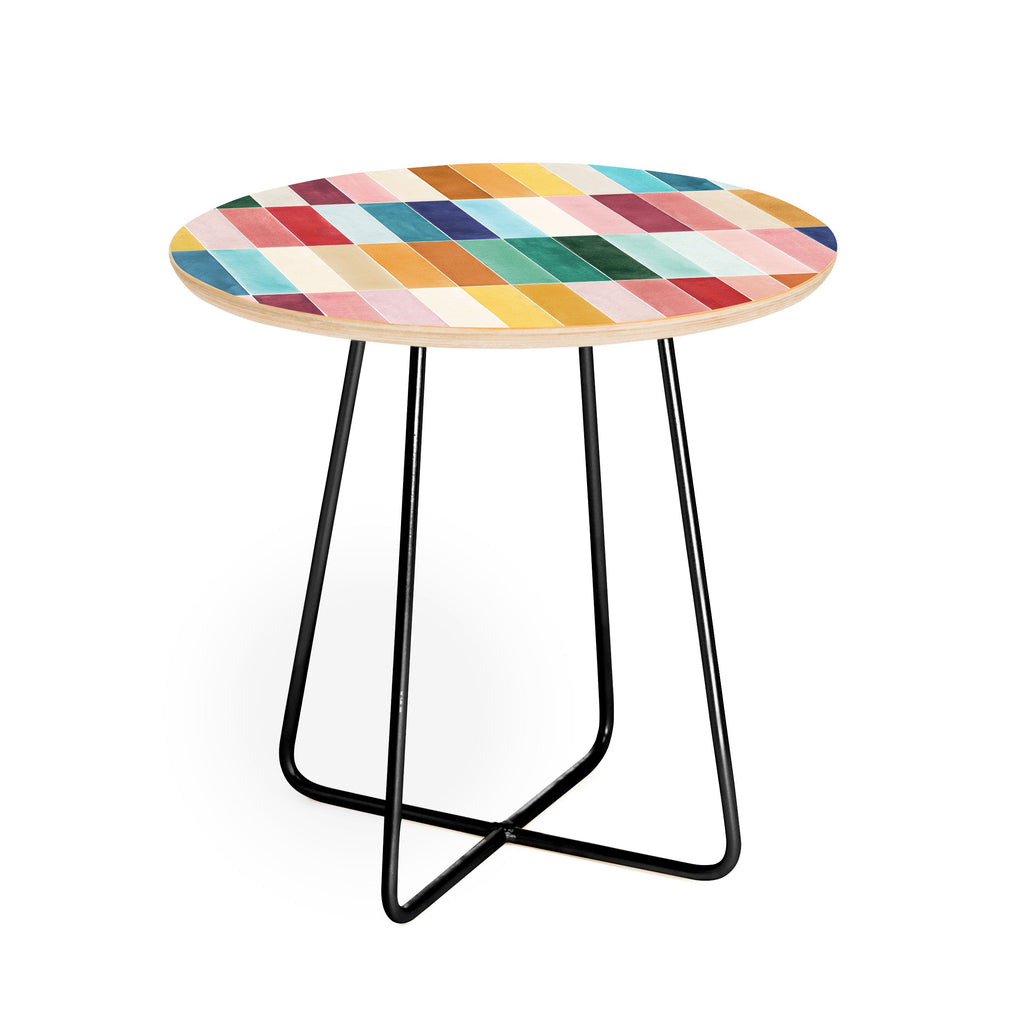 Ninola Design Modern Craft Rectangular Colorful Tiles Color Utopia Round Side Table