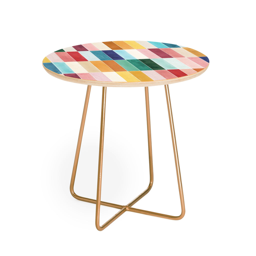 Ninola Design Modern Craft Rectangular Colorful Tiles Color Utopia Round Side Table