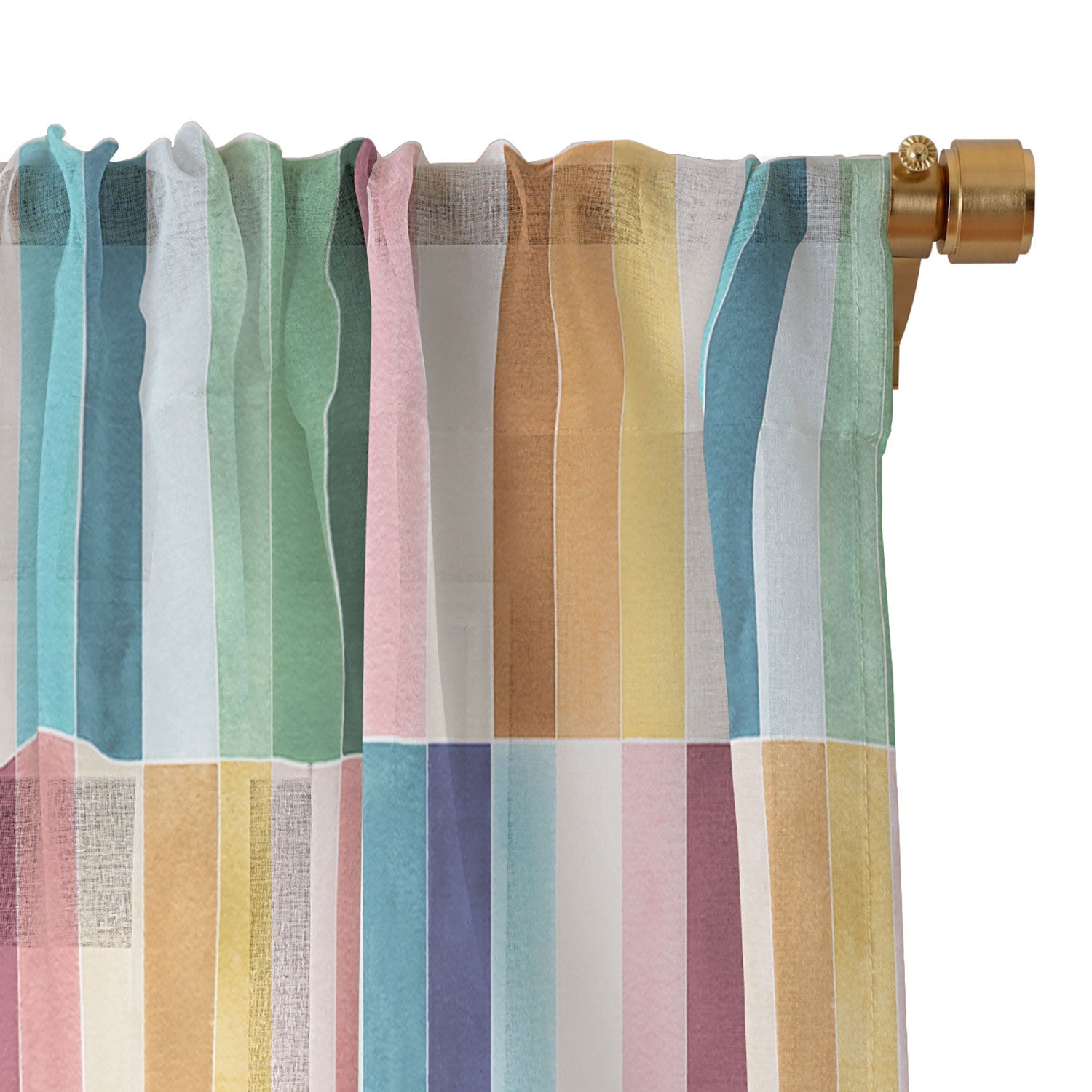 Ninola Design Modern Craft Rectangular Colorful Tiles Color Utopia Sheer Window Curtain