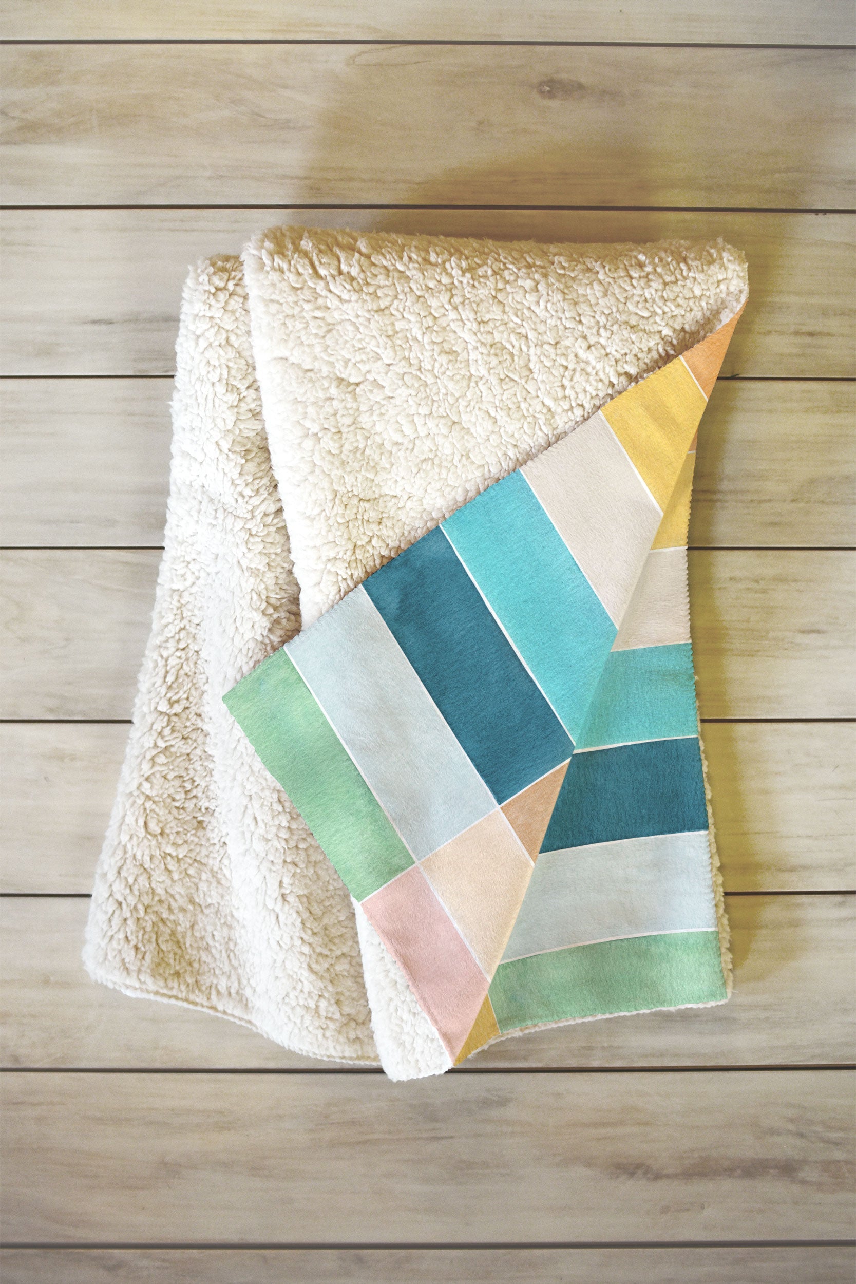 Ninola Design Modern Craft Rectangular Colorful Tiles Color Utopia Fleece Throw Blanket