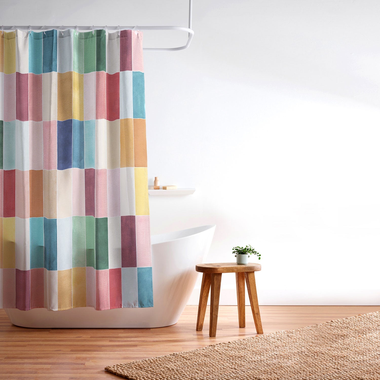 Ninola Design Modern Craft Rectangular Colorful Tiles Color Utopia Shower Curtain