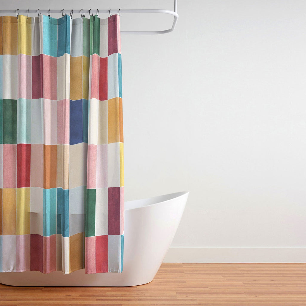 Ninola Design Modern Craft Rectangular Colorful Tiles Color Utopia Shower Curtain