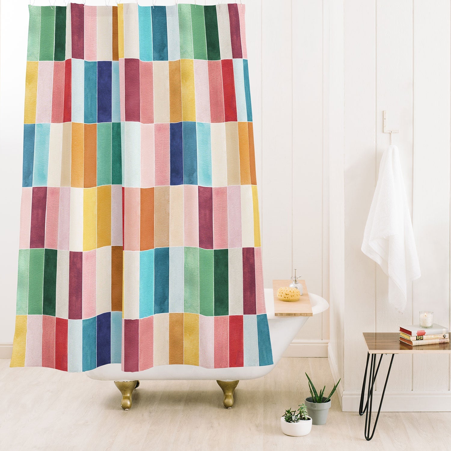 Ninola Design Modern Craft Rectangular Colorful Tiles Color Utopia Shower Curtain