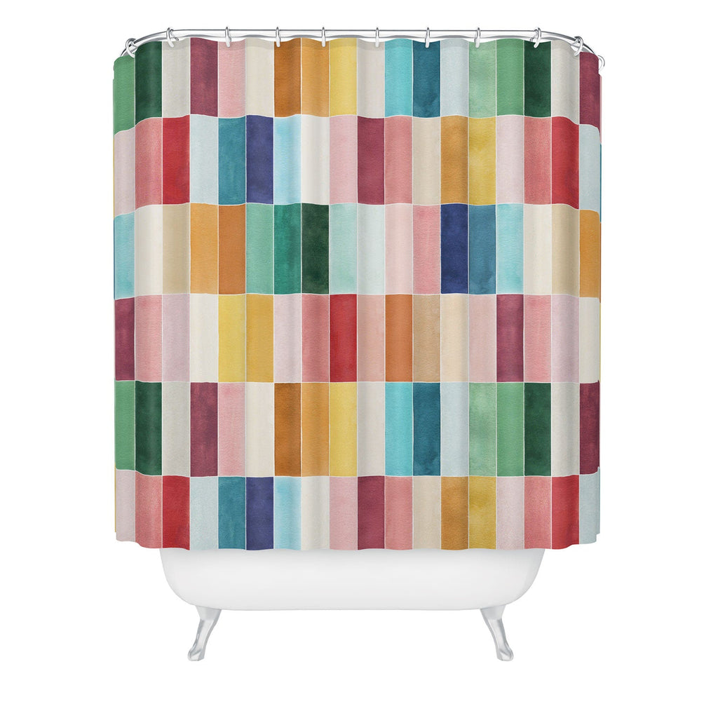 Ninola Design Modern Craft Rectangular Colorful Tiles Color Utopia Shower Curtain