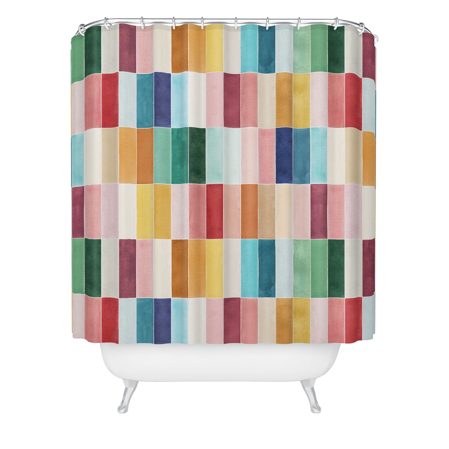 Ninola Design Modern Craft Rectangular Colorful Tiles Color Utopia Shower Curtain