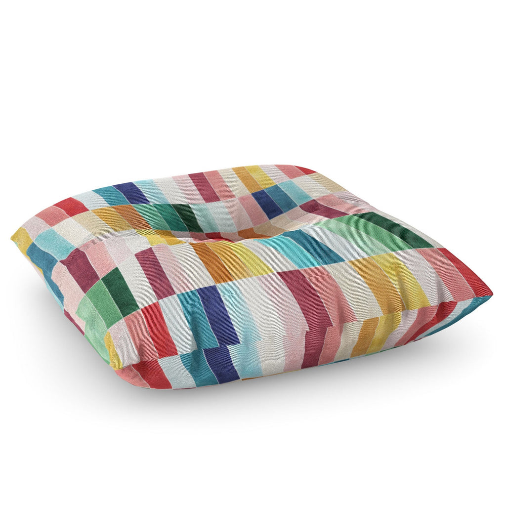 Ninola Design Modern Craft Rectangular Colorful Tiles Color Utopia Floor Pillow Square