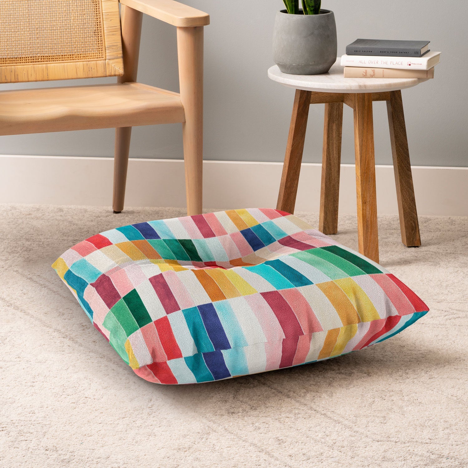 Ninola Design Modern Craft Rectangular Colorful Tiles Color Utopia Floor Pillow Square