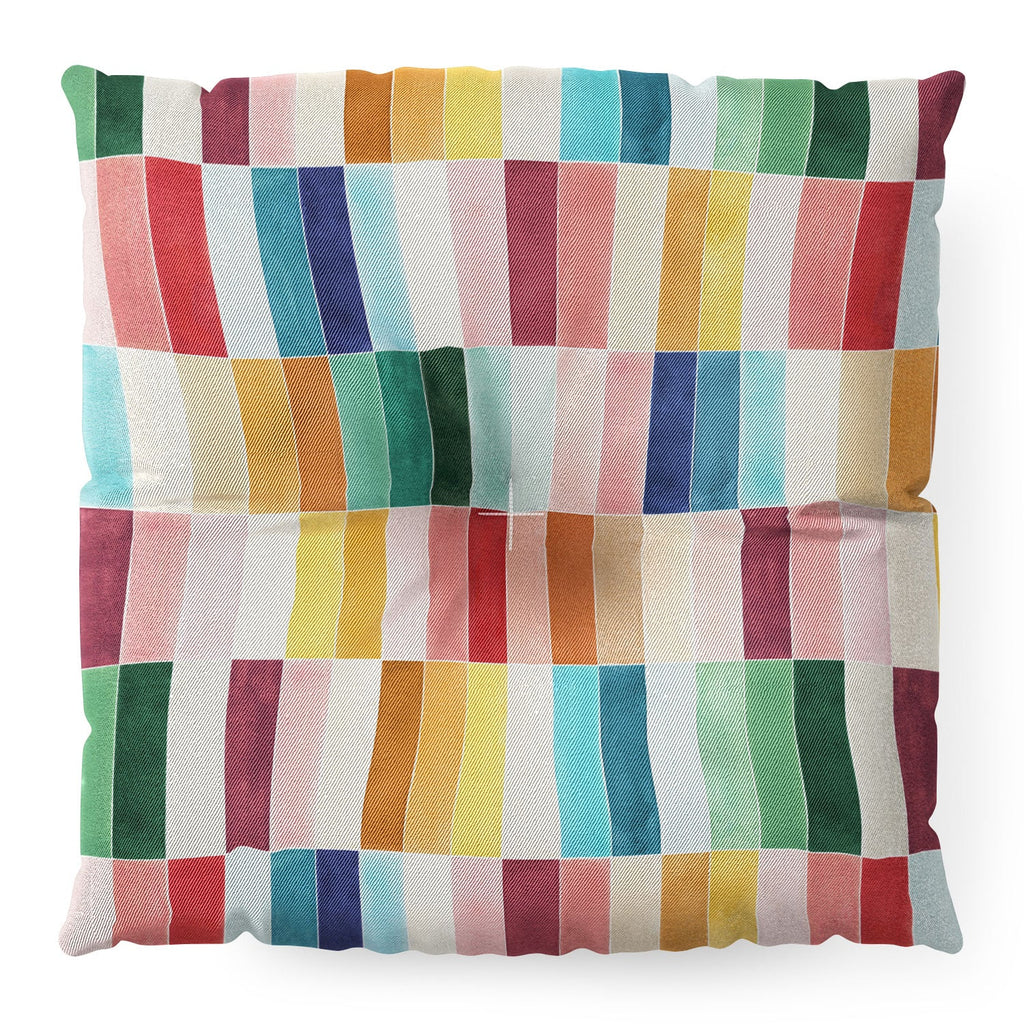 Ninola Design Modern Craft Rectangular Colorful Tiles Color Utopia Floor Pillow Square