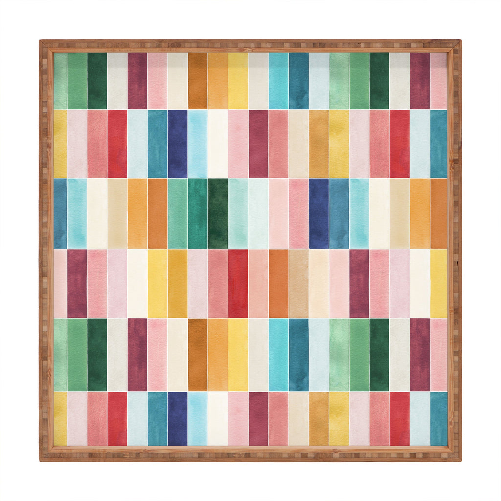 Ninola Design Modern Craft Rectangular Colorful Tiles Color Utopia Square Tray