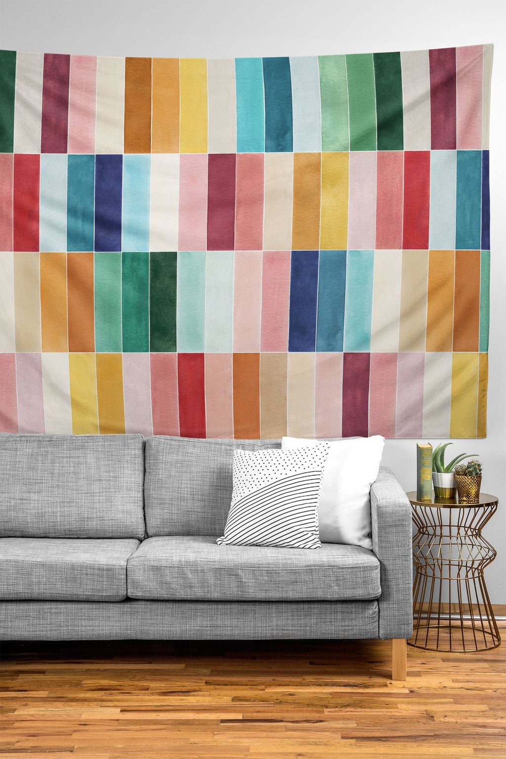 Ninola Design Modern Craft Rectangular Colorful Tiles Color Utopia Tapestry