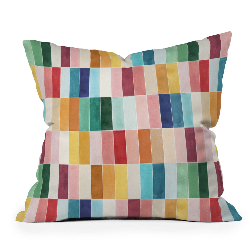 Ninola Design Modern Craft Rectangular Colorful Tiles Color Utopia Outdoor Throw Pillow
