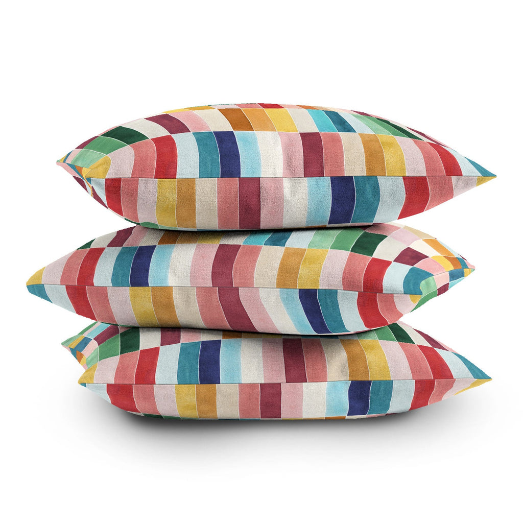 Ninola Design Modern Craft Rectangular Colorful Tiles Color Utopia Outdoor Throw Pillow