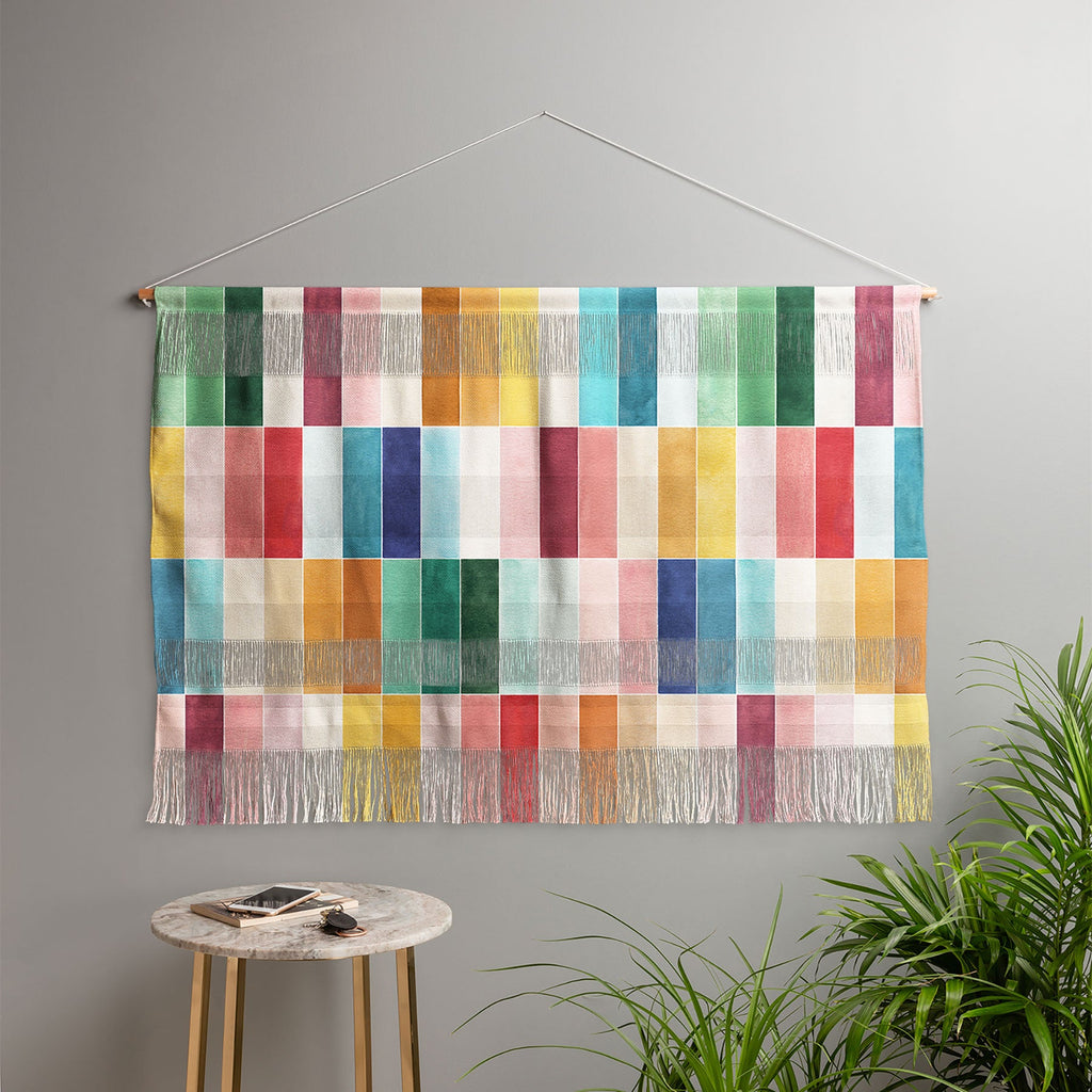 Ninola Design Modern Craft Rectangular Colorful Tiles Color Utopia Wall Hanging Landscape