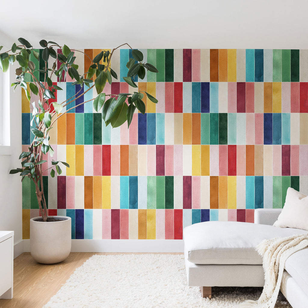 Ninola Design Modern Craft Rectangular Colorful Tiles Color Utopia Wall Mural