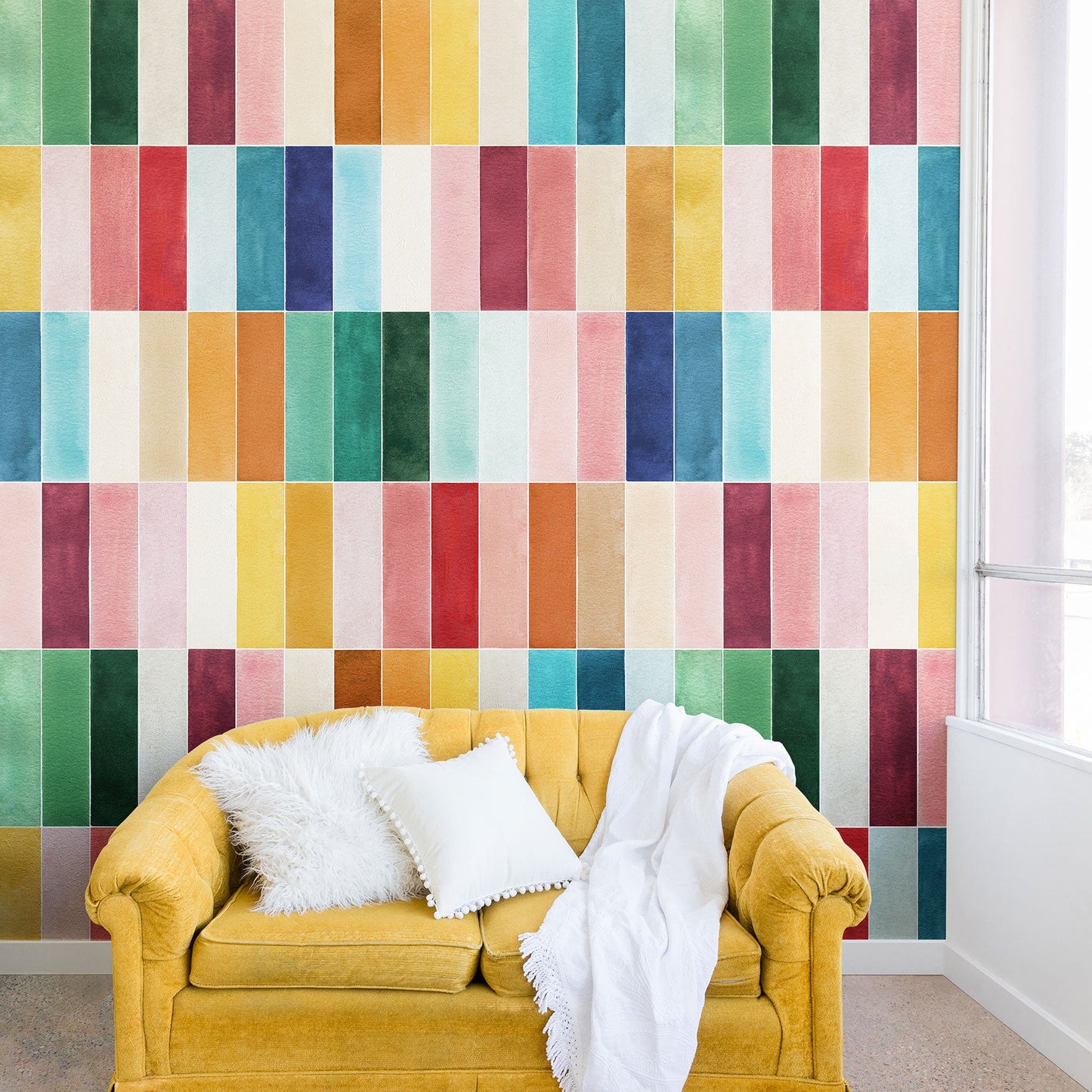 Ninola Design Modern Craft Rectangular Colorful Tiles Color Utopia Wall Mural