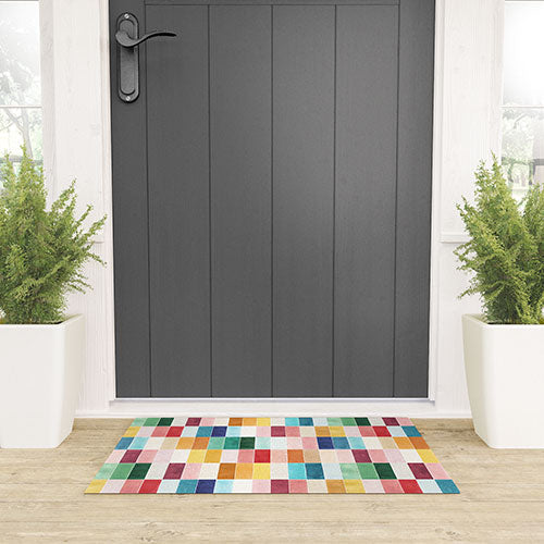 Ninola Design Modern Craft Rectangular Colorful Tiles Color Utopia Welcome Mat