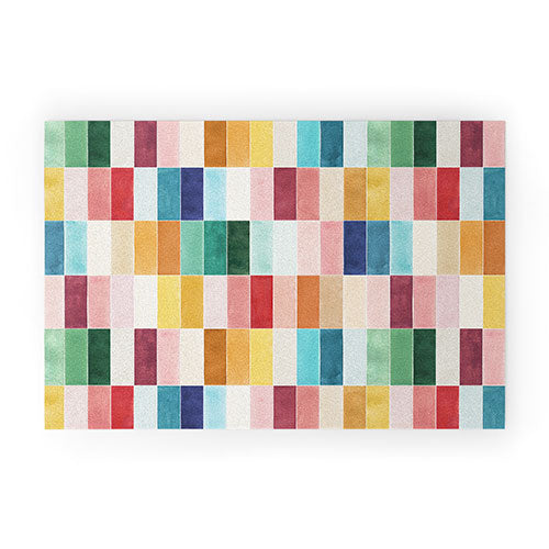Ninola Design Modern Craft Rectangular Colorful Tiles Color Utopia Welcome Mat