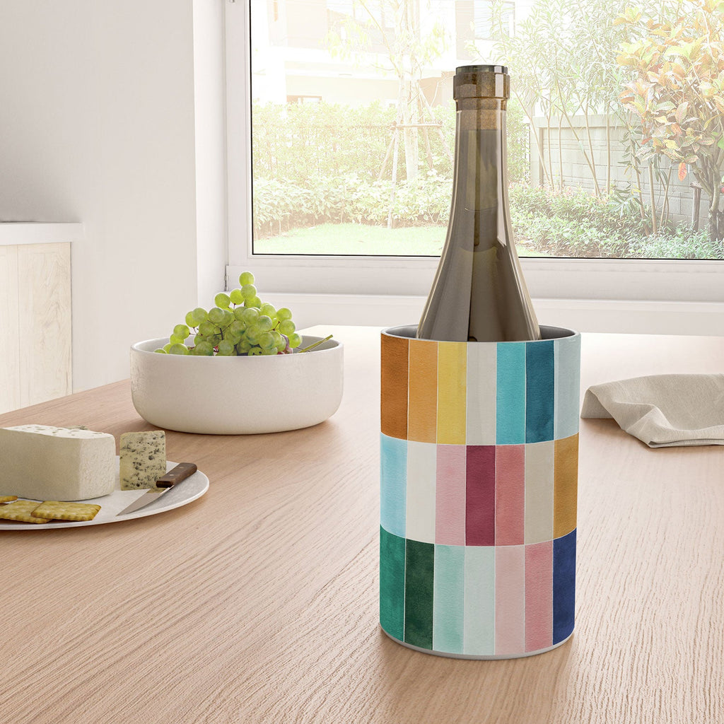 Ninola Design Modern Craft Rectangular Colorful Tiles Color Utopia Wine Chiller