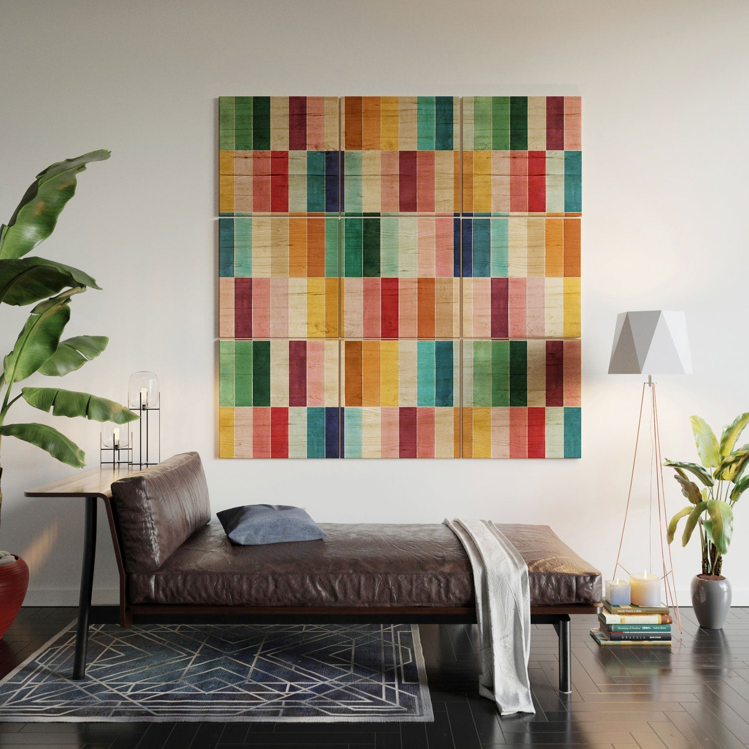 Ninola Design Modern Craft Rectangular Colorful Tiles Color Utopia Wood Wall Mural