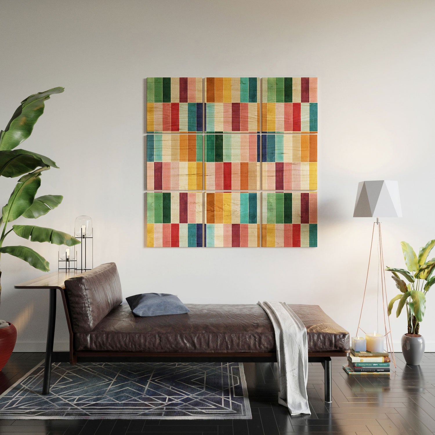 Ninola Design Modern Craft Rectangular Colorful Tiles Color Utopia Wood Wall Mural