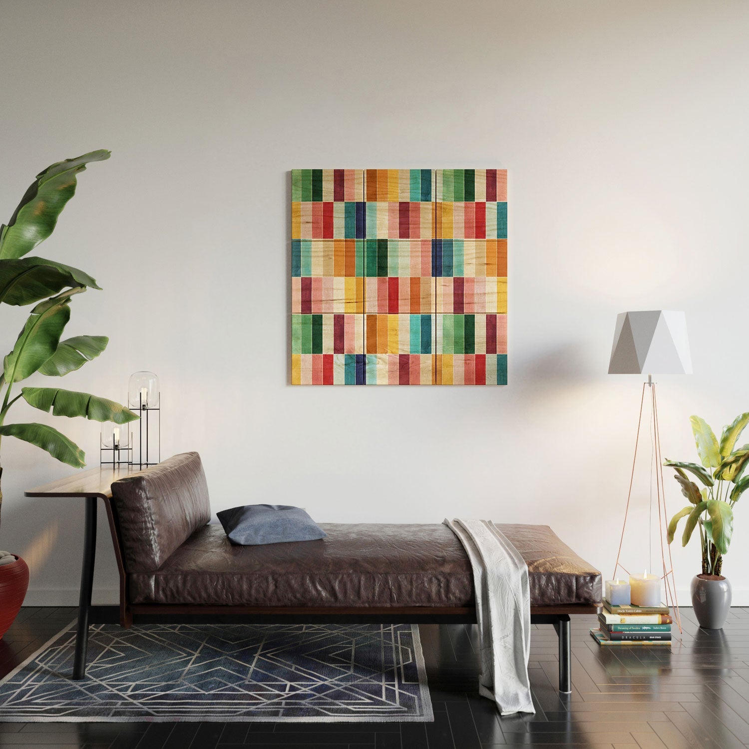 Ninola Design Modern Craft Rectangular Colorful Tiles Color Utopia Wood Wall Mural